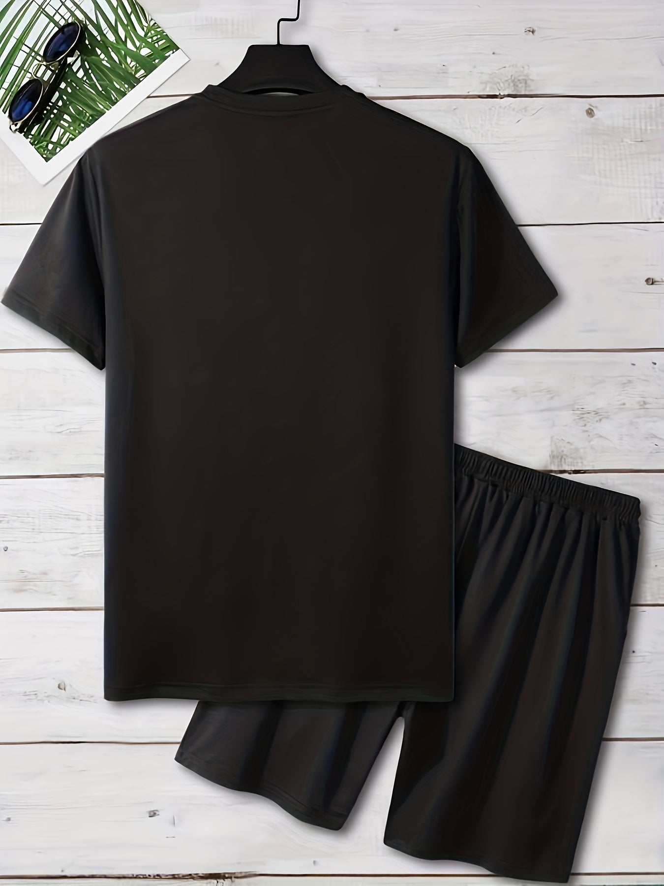 Conjunto casual de dos piezas para hombre, camiseta de manga corta y pantalones cortos con cordón para primavera y verano, ideal para deportes