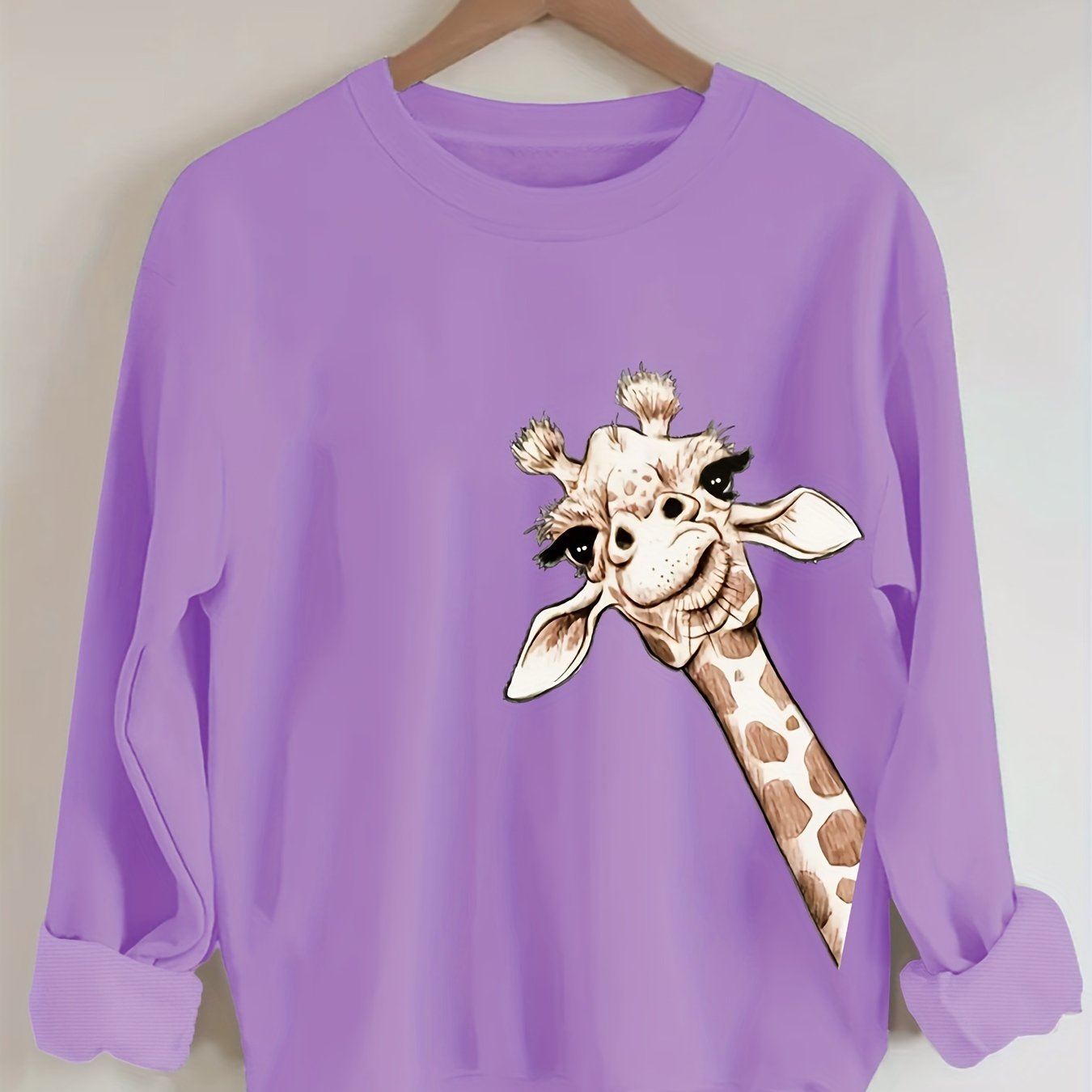 Women's Plus Size Giraffe Print Sweatshirt Casual Crew Neck Long Sleeve Pullover