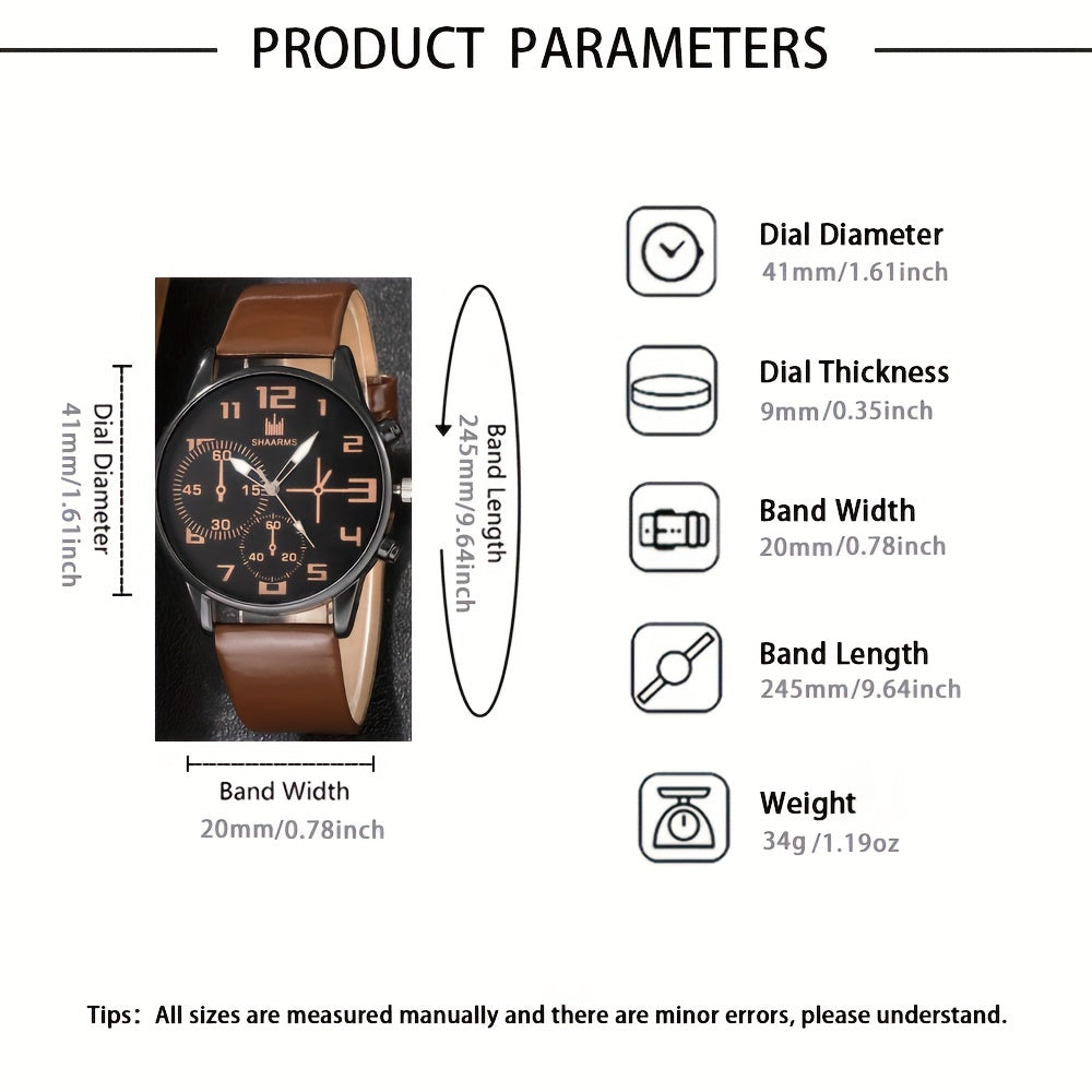 Set of 5 Men's Quartz Watches with Matching Bracelets Casual Zinc Alloy Faux Leather