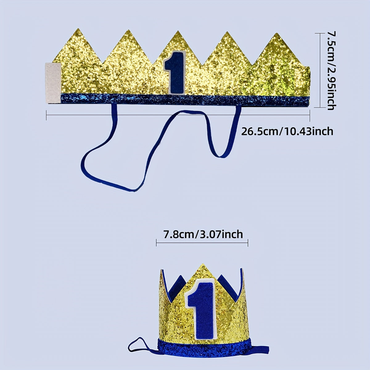 Golden Crown Birthday Hat with Number 1 for Kids and Adults Polyester