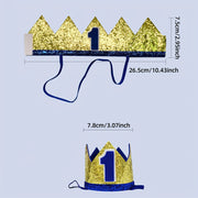 Golden Crown Birthday Hat with Number 1 for Kids and Adults Polyester