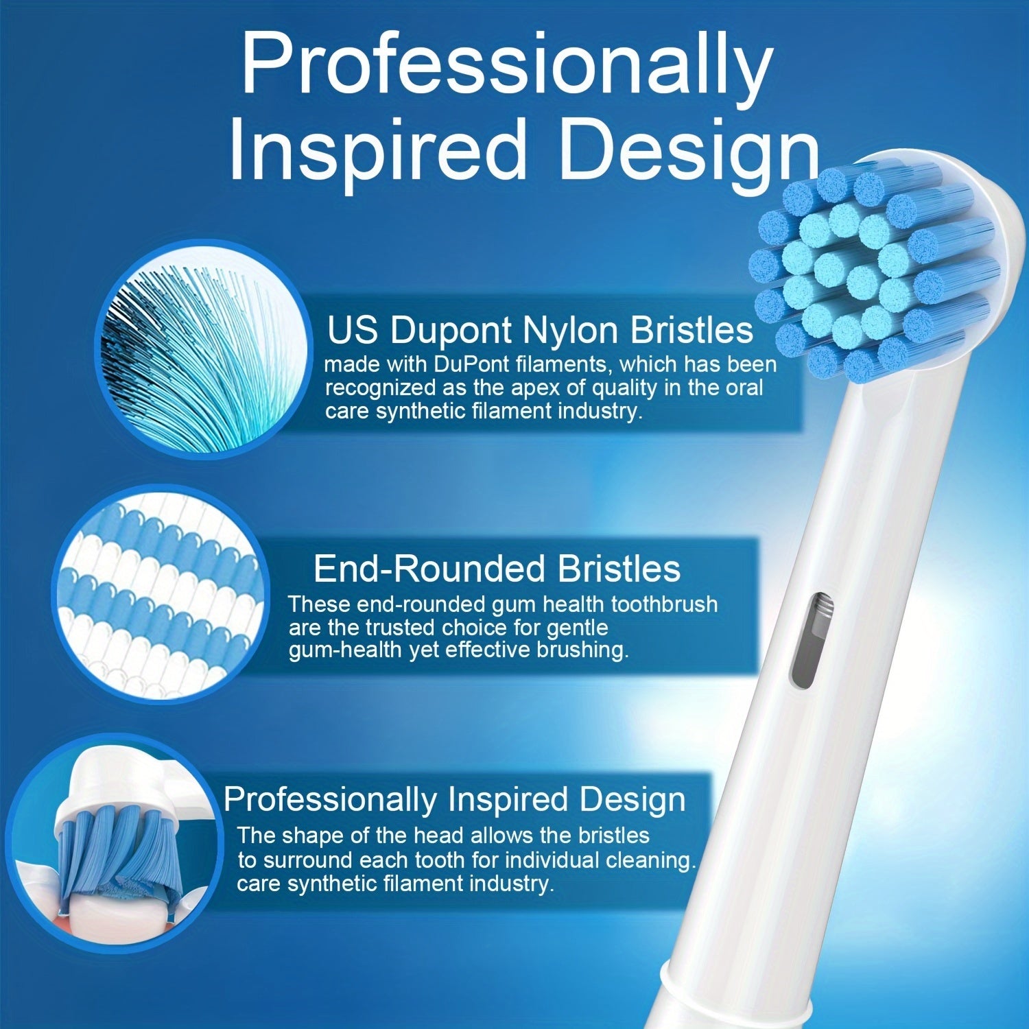Replacement Toothbrush Heads for Electric Toothbrush Pack of 8 Deep Cleaning Sensitive