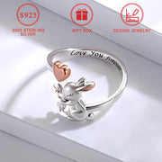 Adjustable Sterling Silver Rabbit Ring for Women Minimalist Jewelry Gift