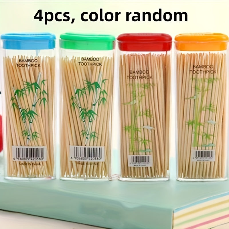 Portable Bamboo Toothpick Dispenser with Disposable Toothpicks