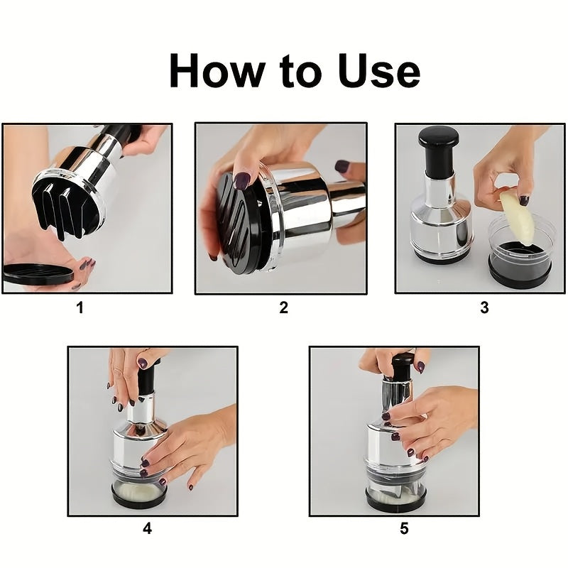 Stainless Steel Manual Food Chopper Handheld Garlic Onion Vegetable Cutter Durable Kitchen Tool