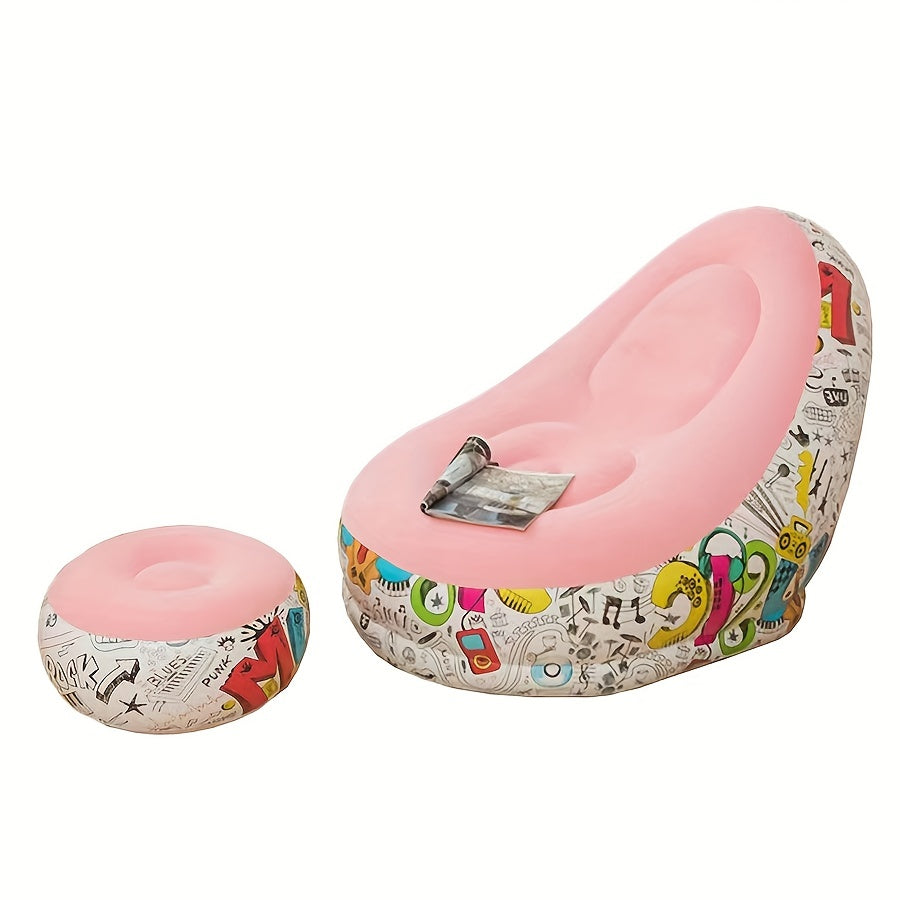 Red PVC Inflatable Lounge Chair with Backrest for Indoor and Outdoor Use