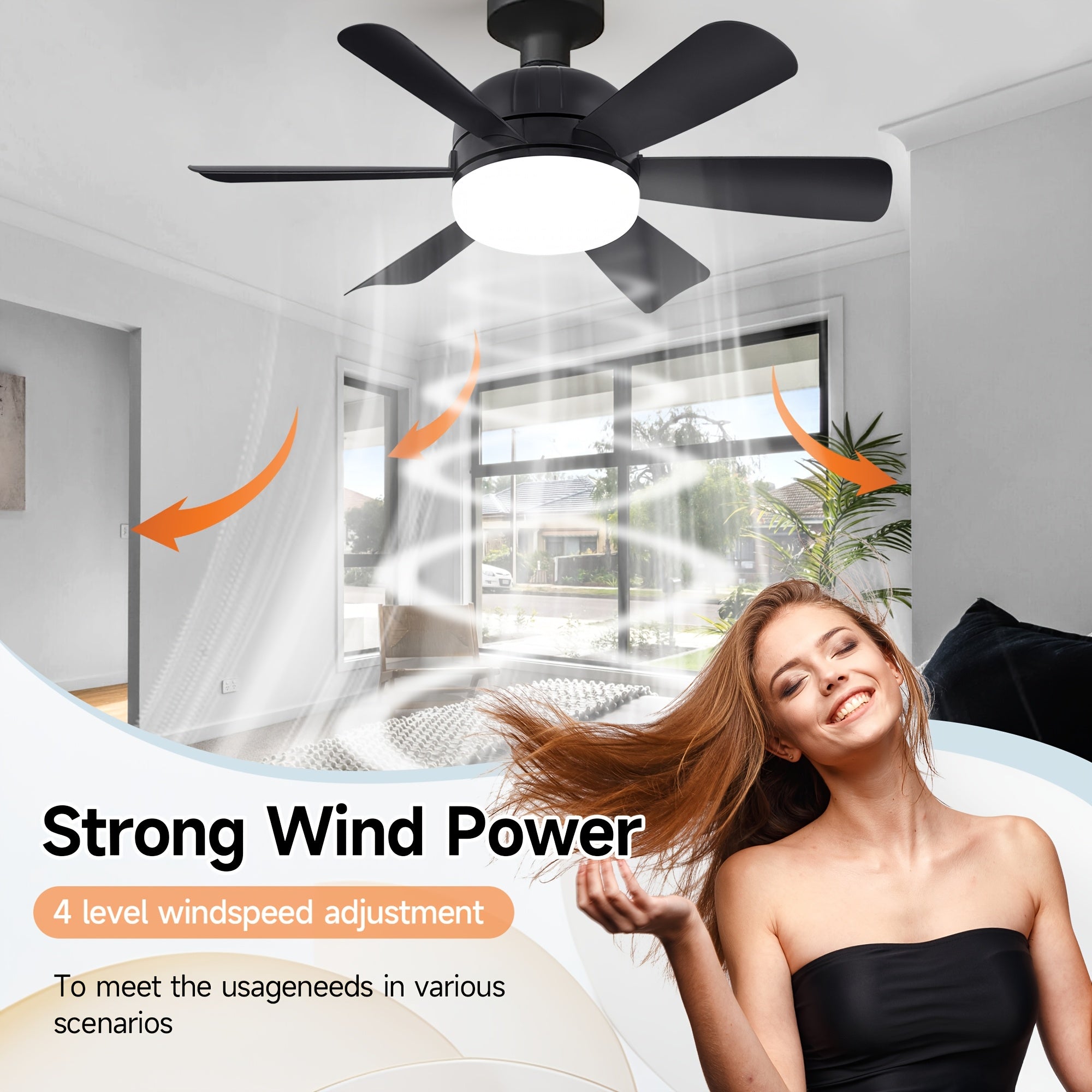 Ceiling Fan and Light Combo 45.72cm with Remote Control 4-Speed Dual Color Temperature Quiet Operation