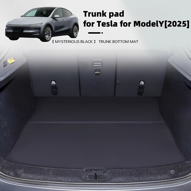 Car Trunk Mat Leather Luggage Tray for Model Y 2025 5-Seater Wear-Resistant