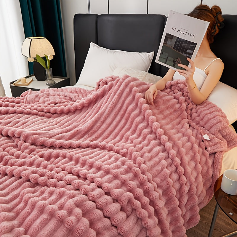 Manta de pelo sintético suave, acogedora y cálida para sofá, cama, sillón