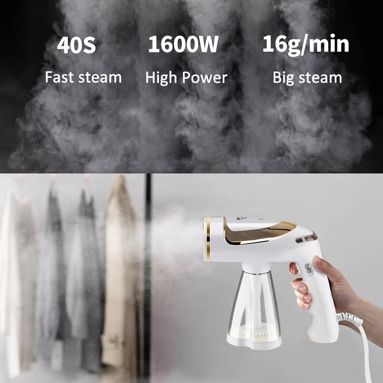Portable Handheld Garment Steamer 2-in-1 Wrinkle Remover for Home Office Travel