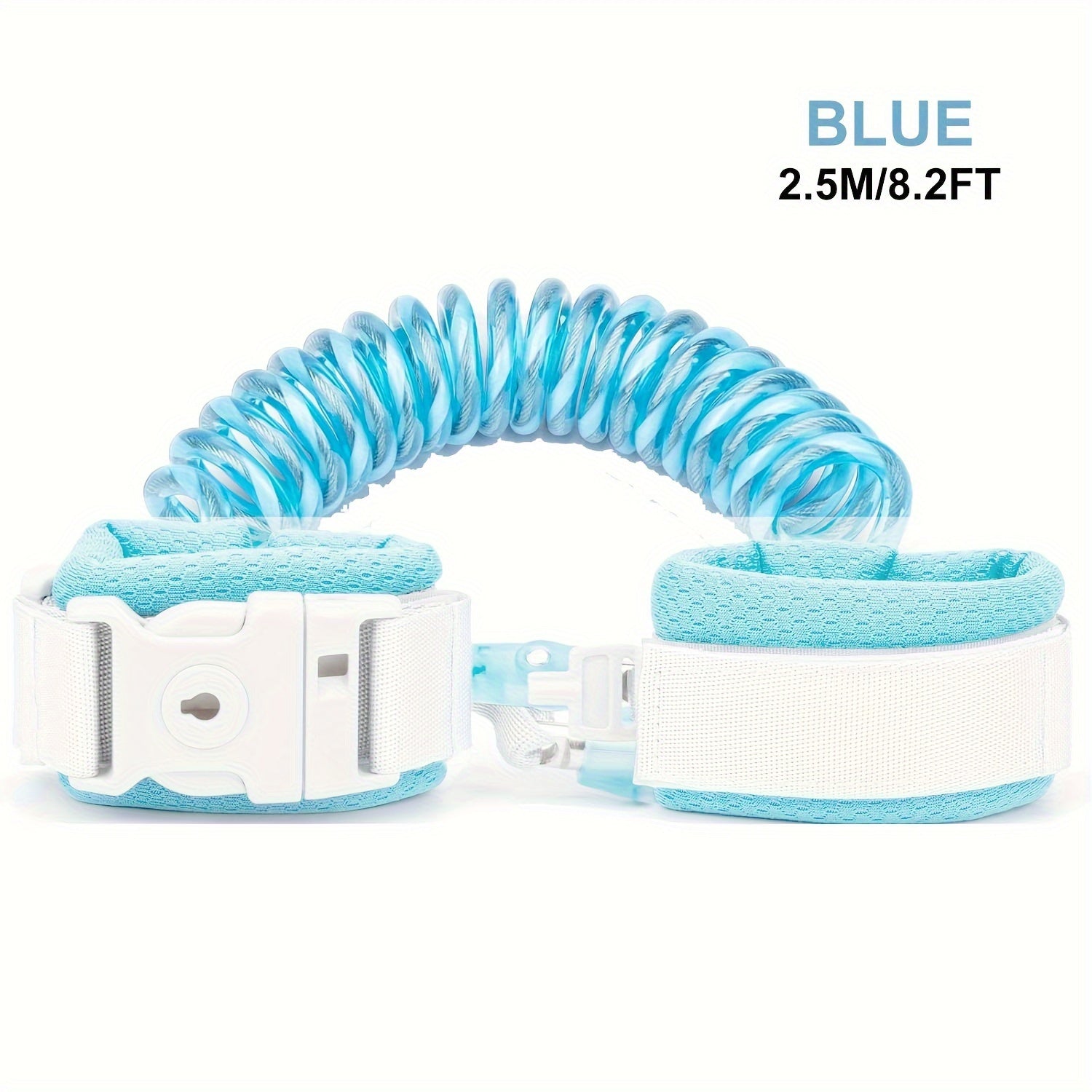 Child Safety Wrist Link Reflective Anti-Lost Harness with Key Lock and Whistle Blue