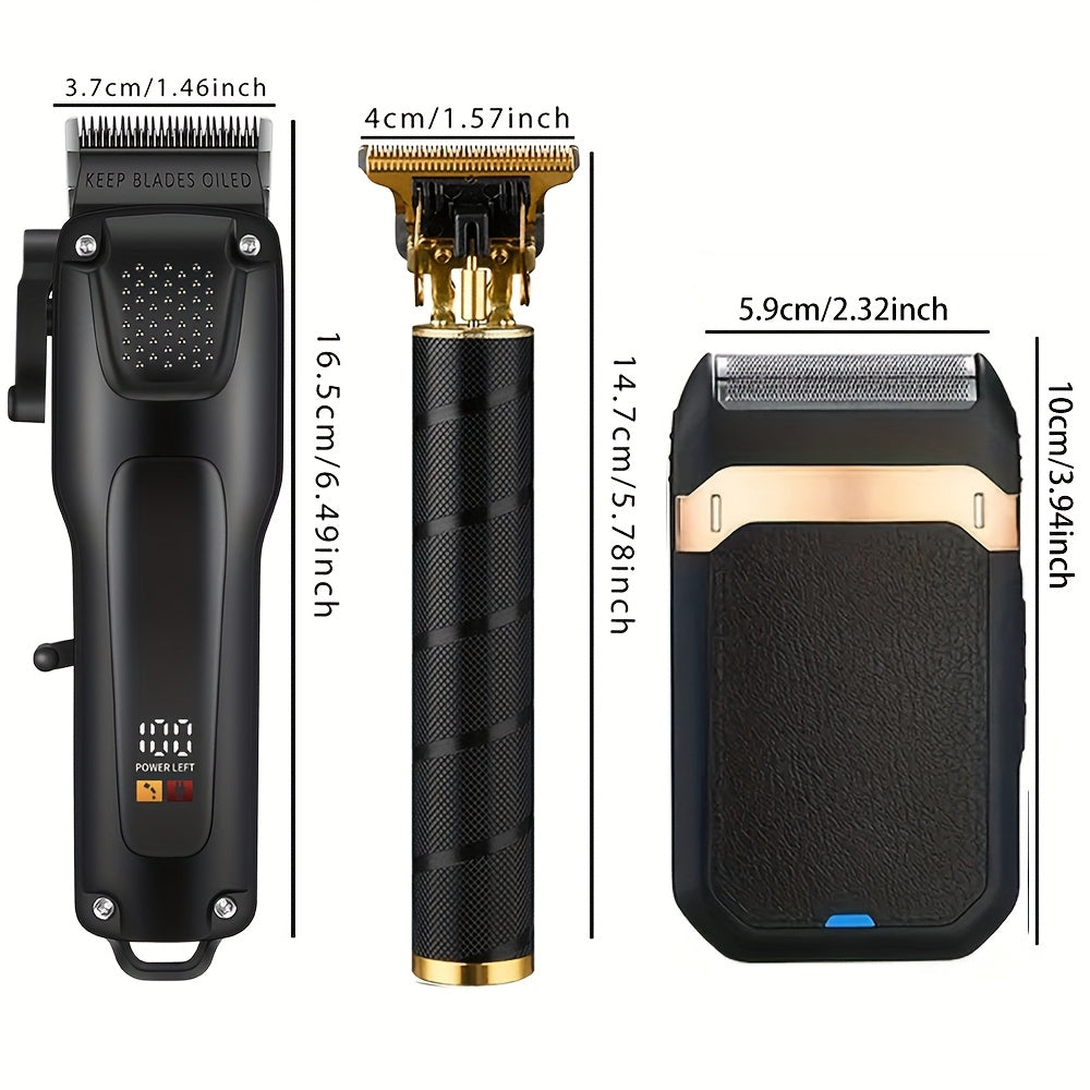 Kit de corte de cabello con recortadora eléctrica, recortadora de barba, afeitadora, accesorios recargables