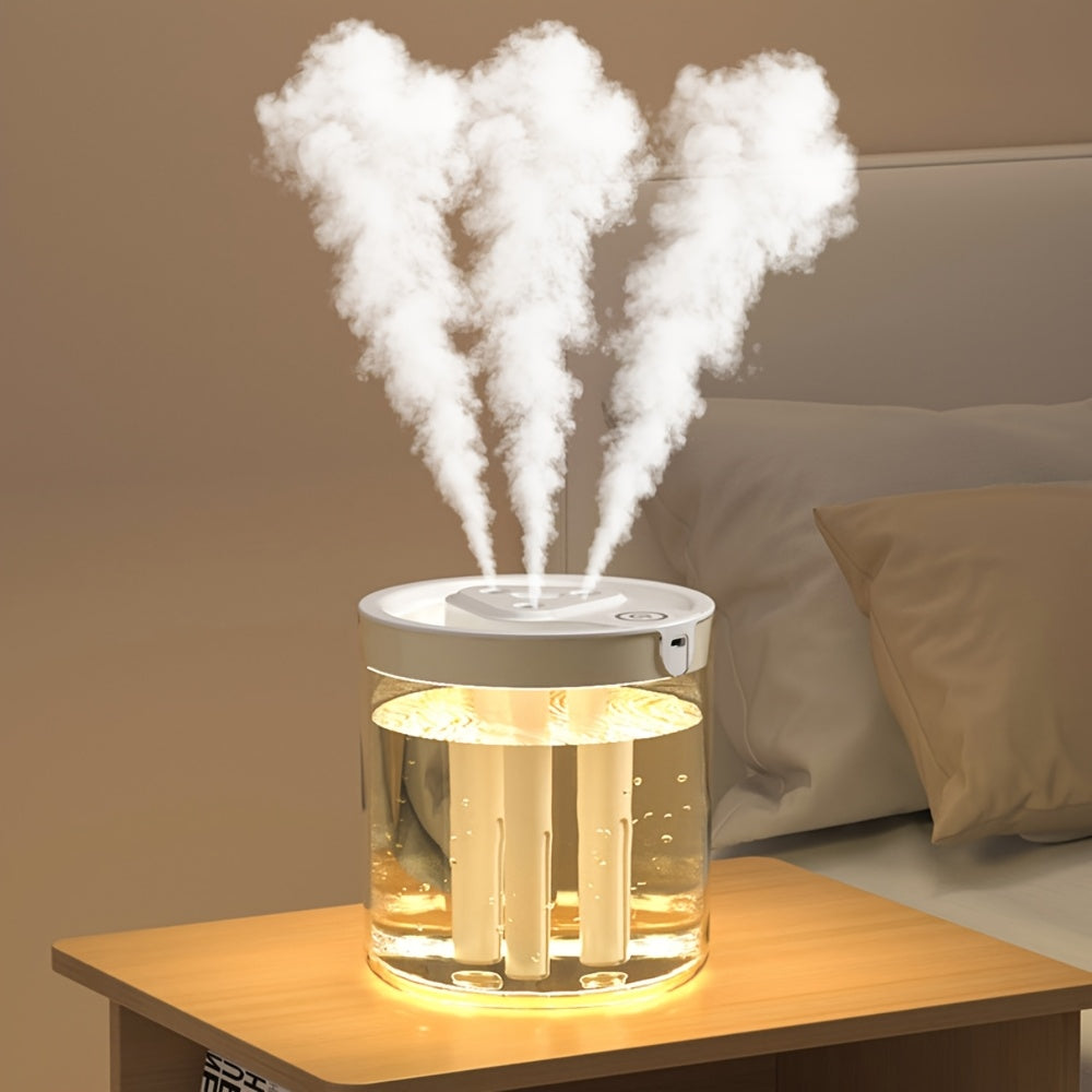 Compact USB Misting Humidifier for Bedroom Office Desktop Use with 3 Outlets