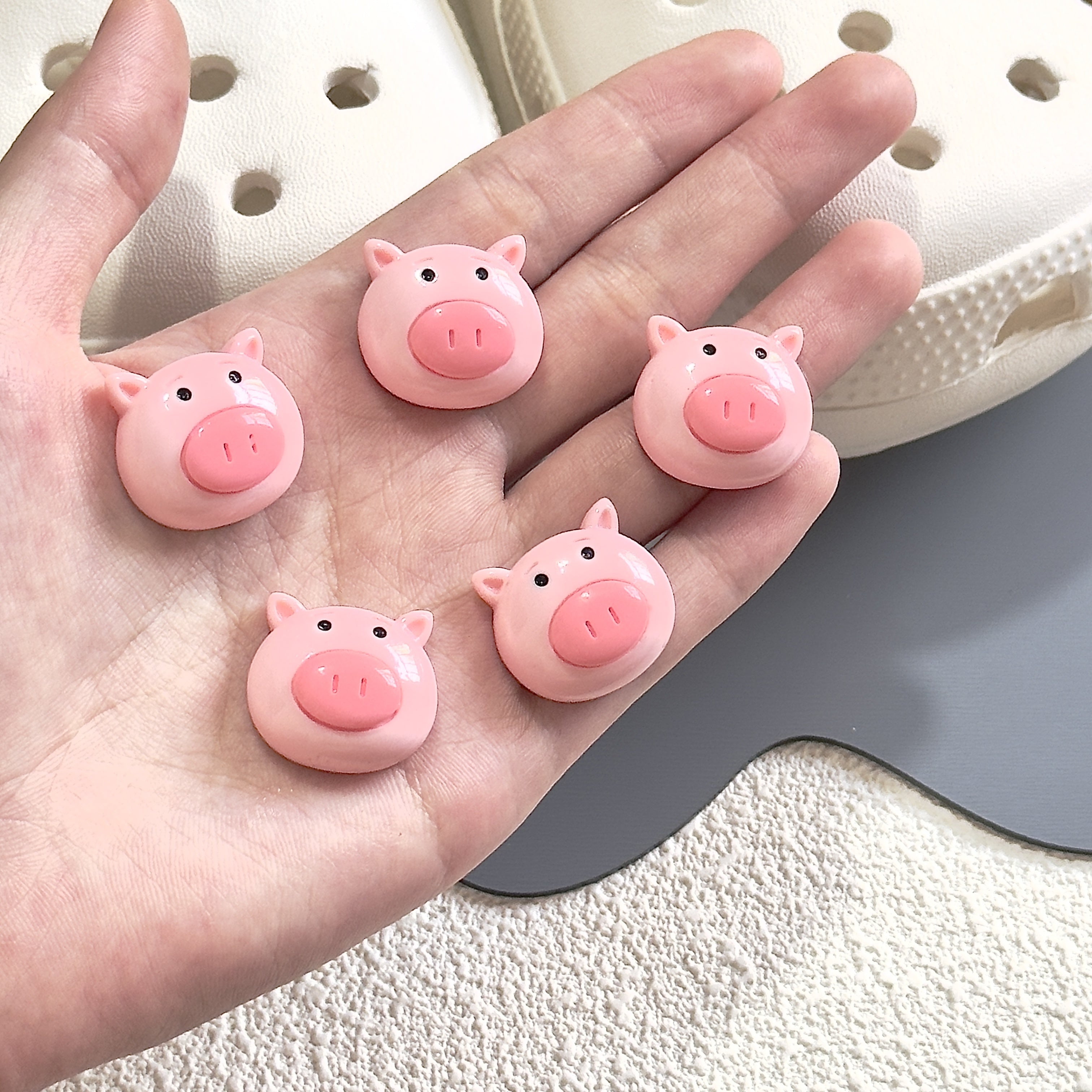 5 dona pushti chochqa poyafzal charm to'plami yoqimli chochqa boshli poyafzal dekorasiyasi rezin zargarlik buyumlari aksessuarlari