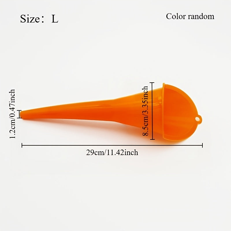 Universal Plastic Oil Funnel for Gasoline and Motorcycles, Anti-splash, Long Stem