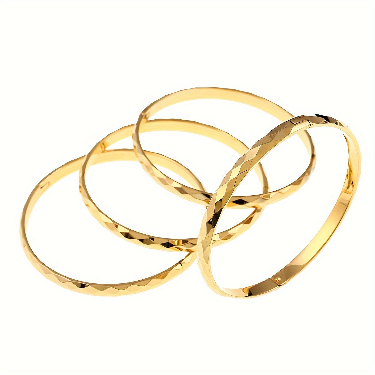 Women’s Gold Tone Copper Bangle Set 4-Piece Jewelry for Daily Wear and Gifting