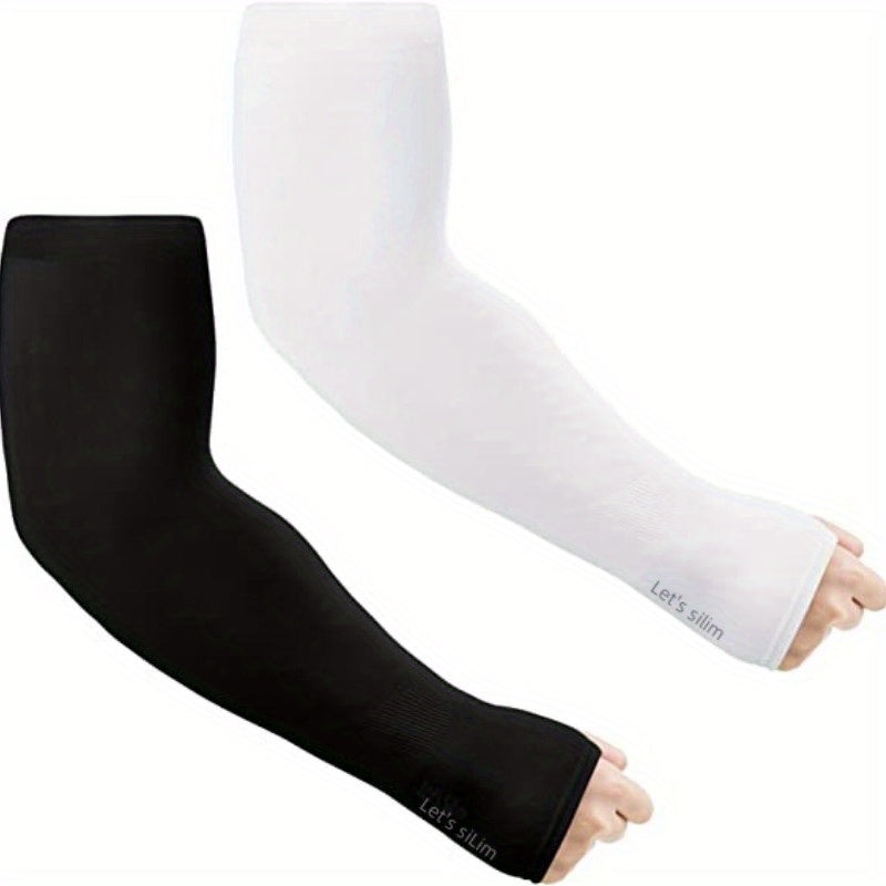 Manguitos transpirables con protección UV para deportes, hombres y mujeres, nylon spandex, negro, blanco, gris