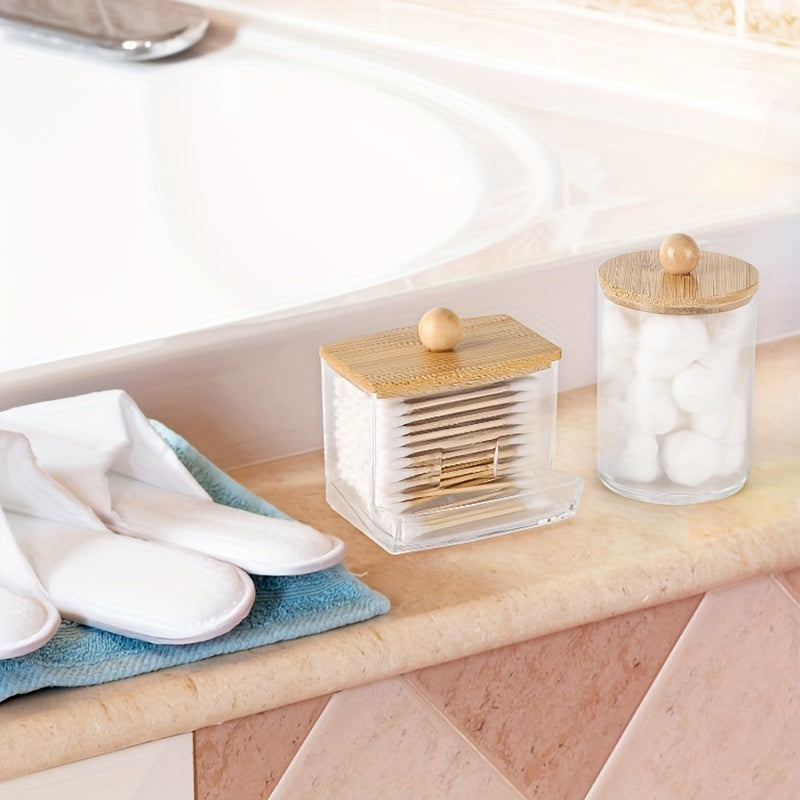 3-Piece Boho Chic Bathroom Storage Organizer with Bamboo Lids