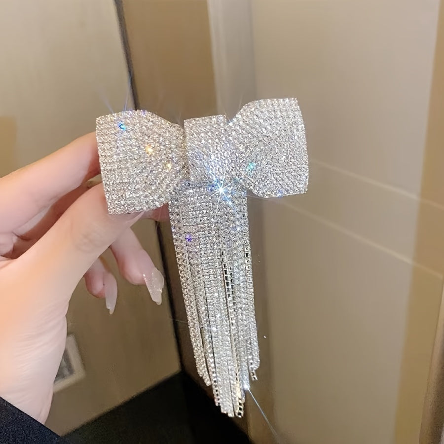 Chic Hair Accessory with Water Drill Tassels and Butterfly Bows for Elegant Hairstyles