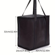 Black Insulated Thermal Food Bag with Handles Reusable Foldable Multi-Layered