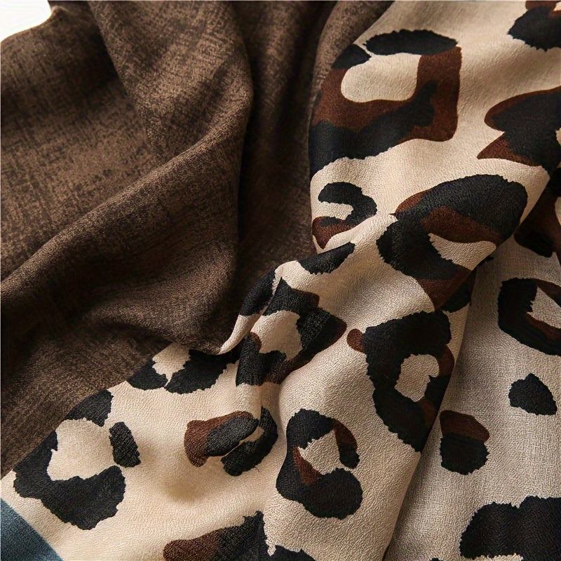 Brown Leopard Print Scarf for Women Soft Lightweight Boho Shawl Wrap