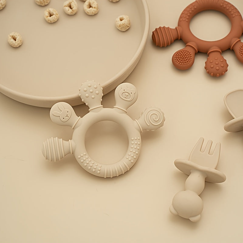 Silicone Teething Toy for Babies 0-3 Years Easy Grip Soft Chew Gift