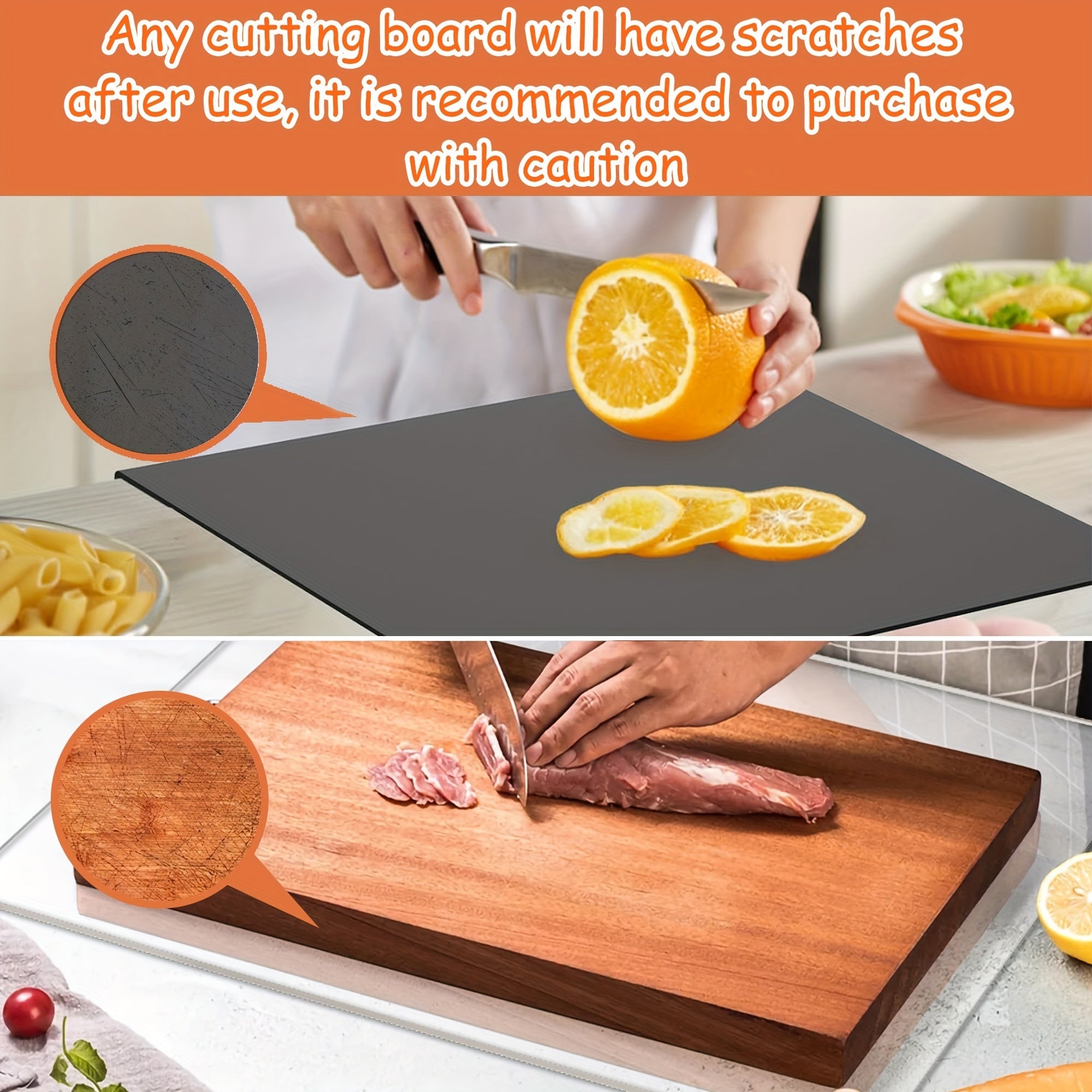 Acrylic Cutting Board with Non-Slip Surface and Edge Lip for Kitchen Use