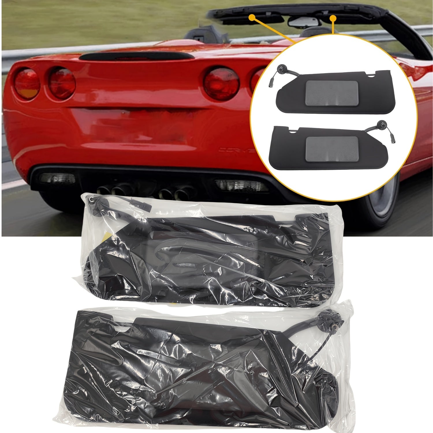 Car Sun Visor for Chevrolet Corvette C6 Driver Passenger Side with Mirror Lamp