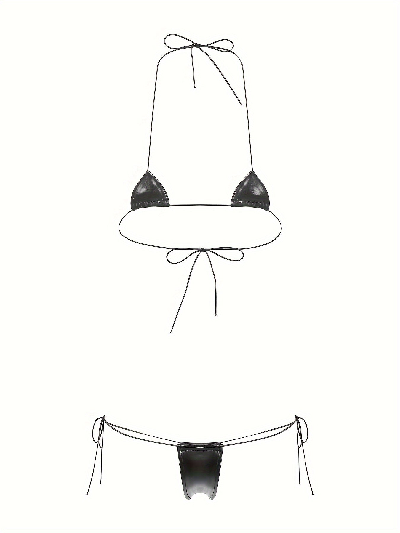 Jozibali halter bo'yinli ichki kiyim to'plami, brassi, ichki kiyim va orqasi ochiq dizaynni o'z ichiga oladi.