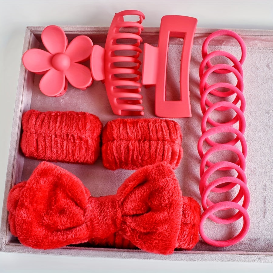Valentine's Day Gift Set Hair Clips Hair Ties Wrist Towel 16 Pieces