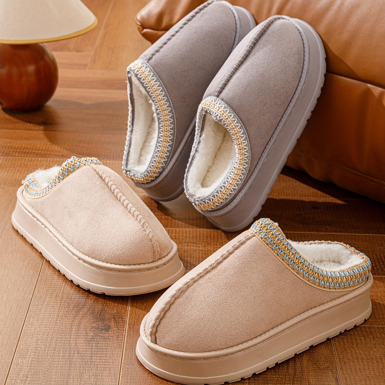 Erkaklar va ayollar uchun yopiladigan shippaklar, mo'ynali ichki qavati bilan EVA taglik, ichki qulaylik