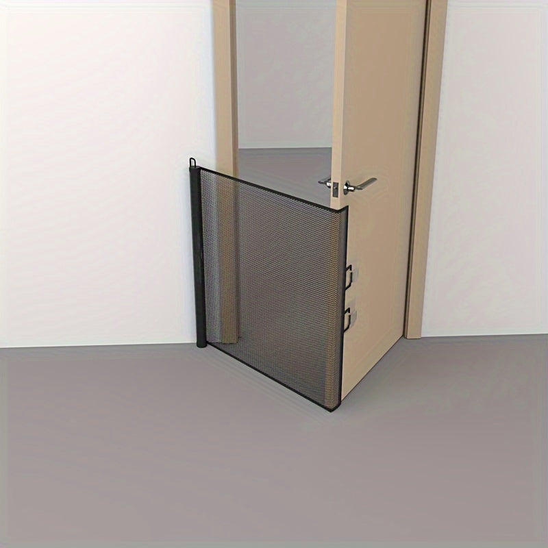 Black No-Drill Pet Gate for Indoor Stairs and Enclosures
