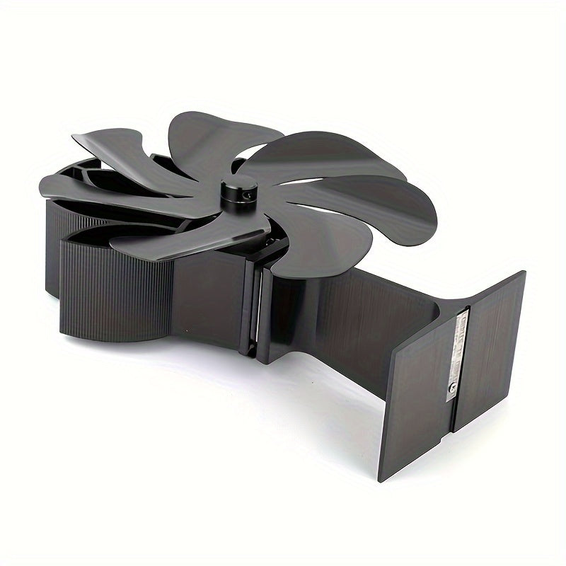 Dual-Head 7-Blade Wall Mount Wood Stove Fan Heat Powered Remote Control