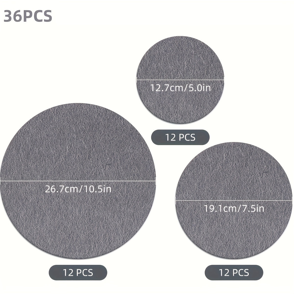 Set of 36 FeltMate Felt Pot Holders and Plate Separators for Cookware and Dinnerware Protection