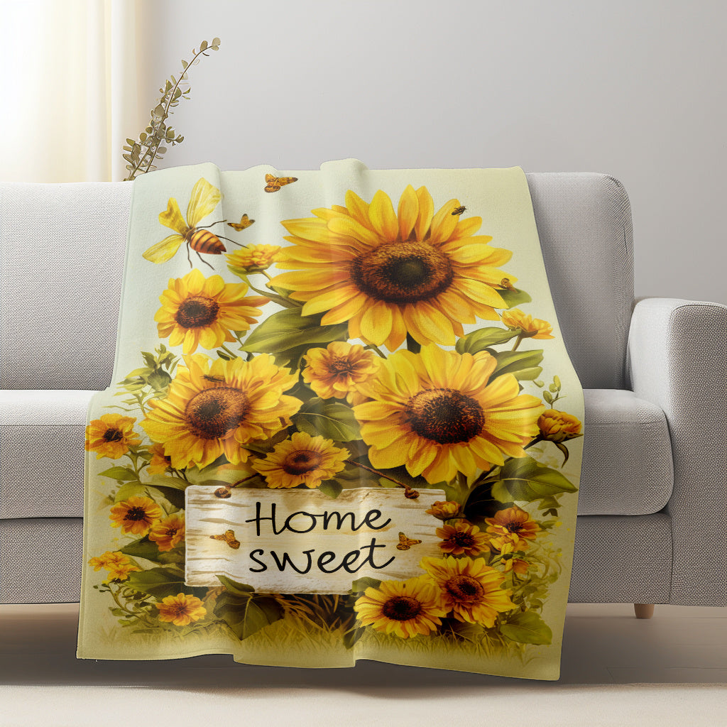 Sunflower Throw Blanket Lightweight Flannel Fleece Soft Warm Digital Print Tear Resistant for Home Office Camping Travel
