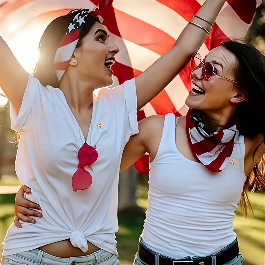 Set of 10 Patriotic Enamel Star Pins for Women Independence Day Jewelry