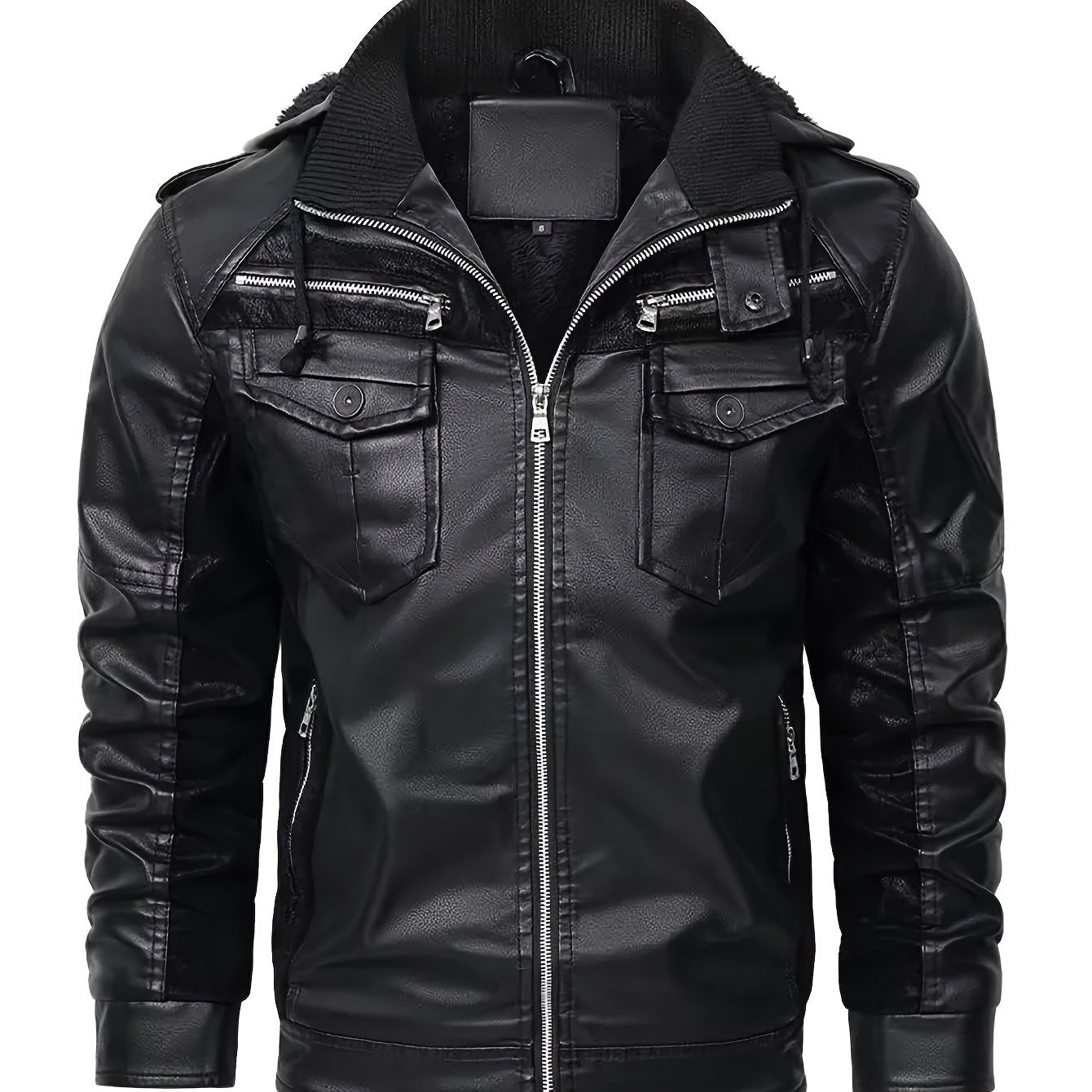 Men's Vintage Hooded Zip-Up Jacket with Velvet Lining and Woven Fabric