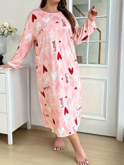 Women's Plus Size Long Sleeve Sleep Dress All-Season Cozy Lounge Wear