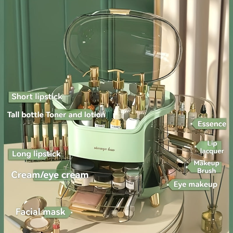 Portable Polished Plastic Cosmetic Storage Box for Women Jewelry and Skincare Organizer