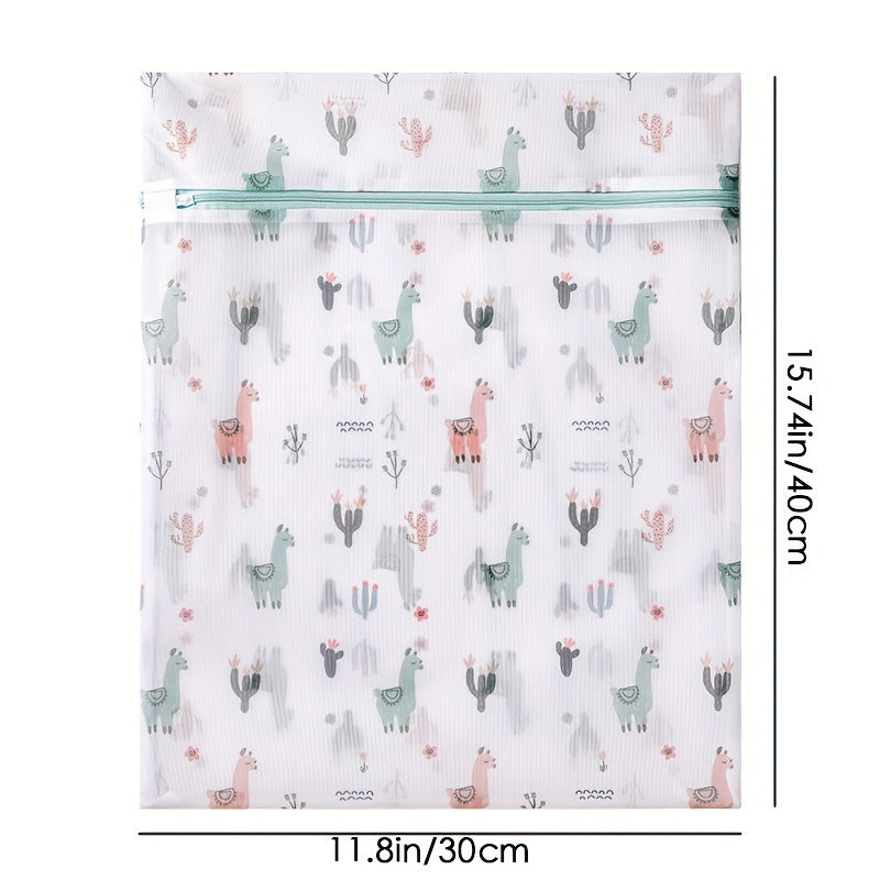 Juego de 3 bolsas de malla duraderas para lavandería con cremallera y diseño de alpaca