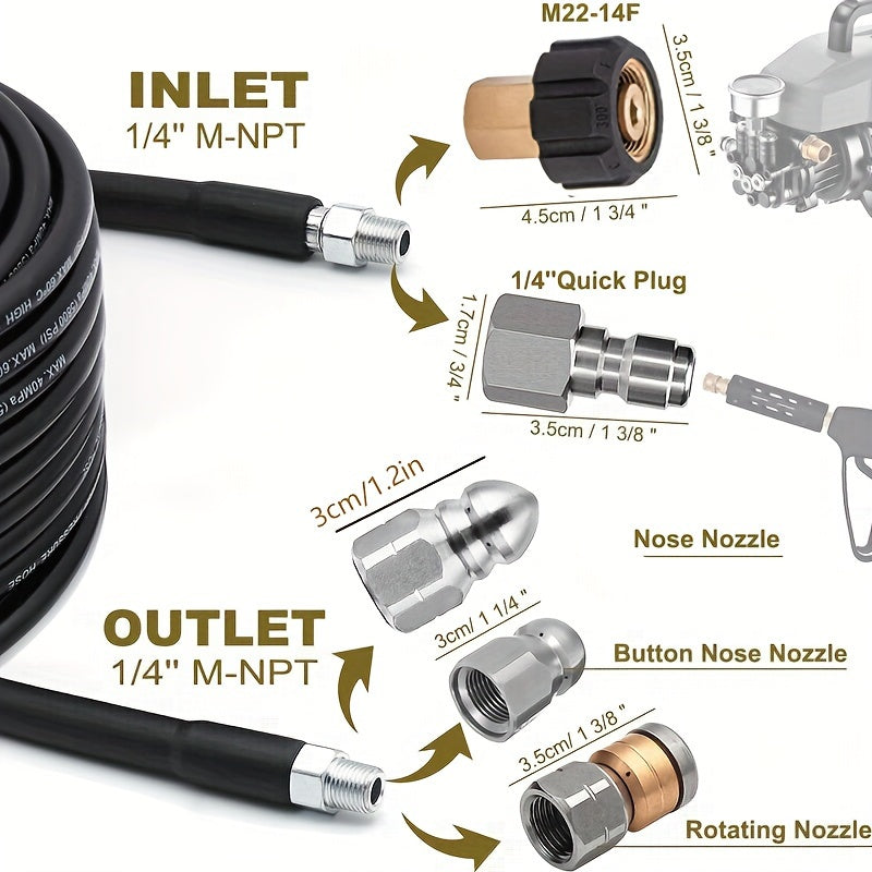 5800 PSI Sewer Jetter Kit for Pressure Washer Drain Cleaning with Corner Hose Attachment