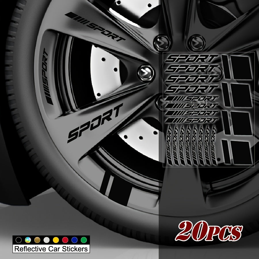 20 шт. отражающих виниловых наклеек на диски автомобиля, самоклеящиеся гоночные наклейки