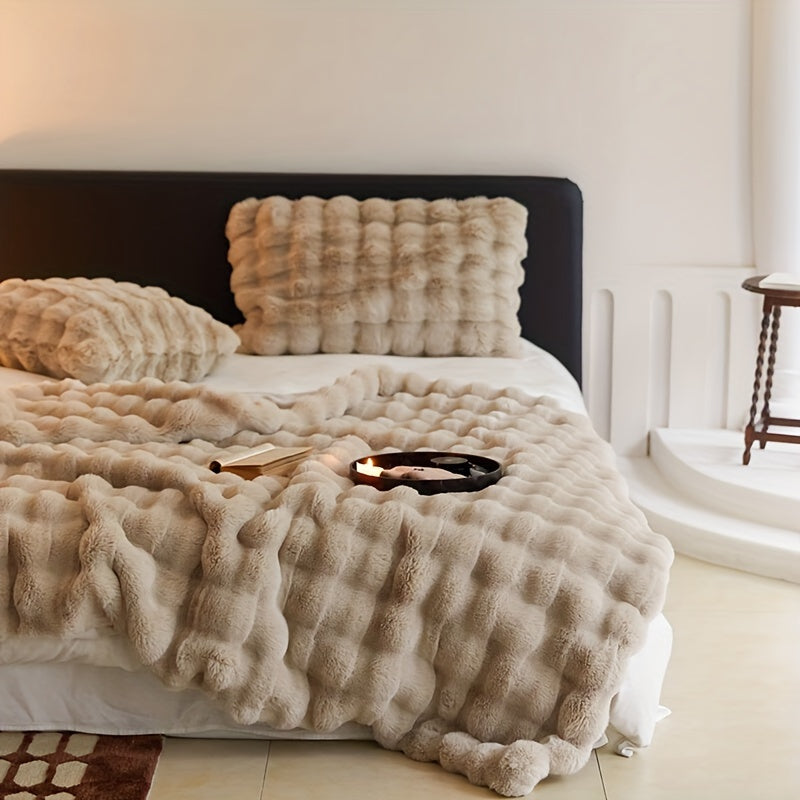 Manta de felpa de color sólido para sofá cama, sofá, camping, cobertura para siesta de cuatro estaciones