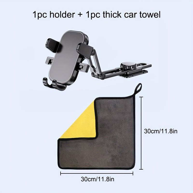 Car Phone Holder Aluminum Alloy Rotatable Scalable Square Dashboard Mount