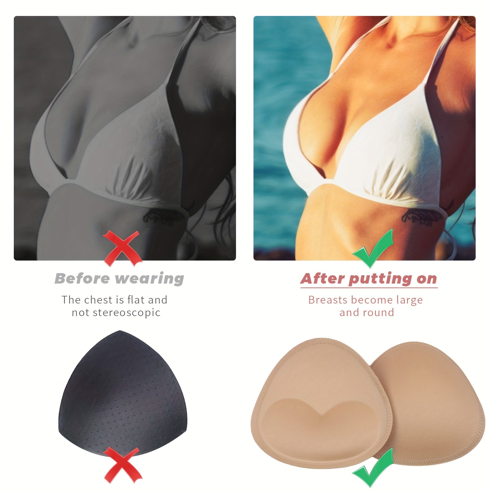 Two Pairs Reusable Bra Insert Pads for Enhancing Chest Discreetly