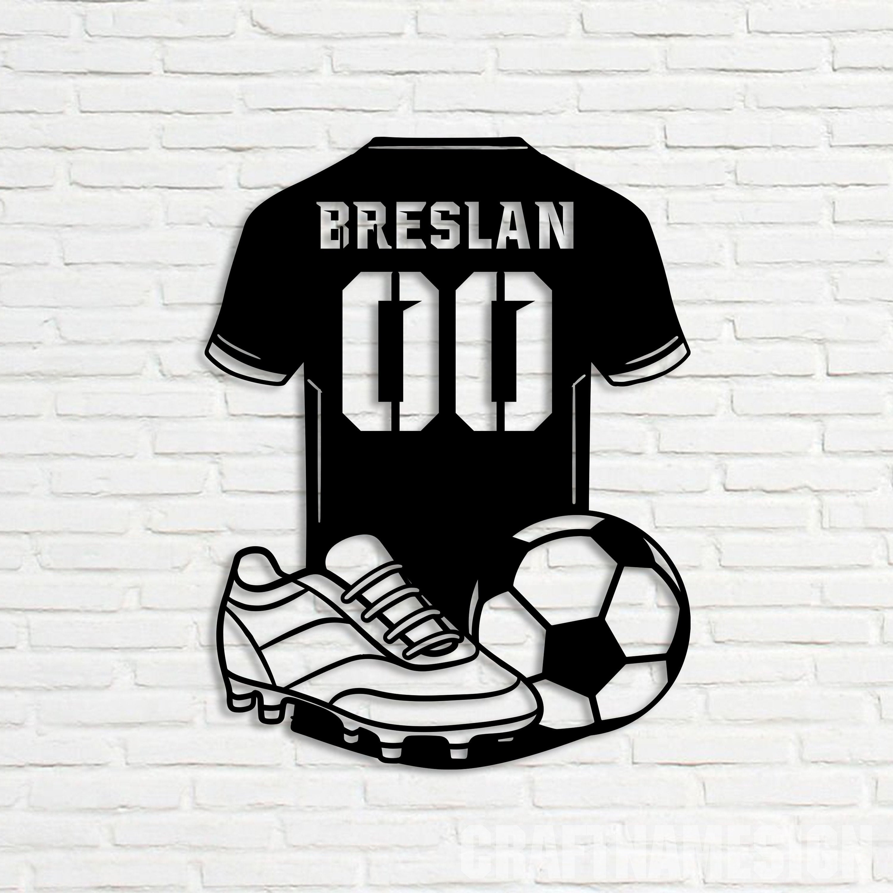 Señal de silueta de fútbol en metal negro personalizada para jardín y decoración exterior en casa