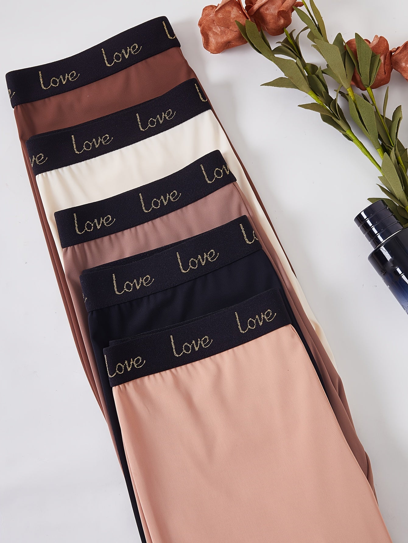 Women's Seamless High-Waisted Shaping Shorts with Alphabet Pattern Tummy Control Compression Underwear 5 Pack