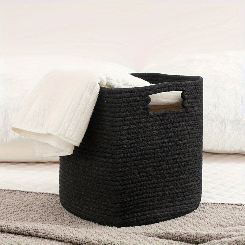 Cubo de almacenamiento trenzado de 11x11 pulgadas en blanco, verde y negro para armario, aula, baño