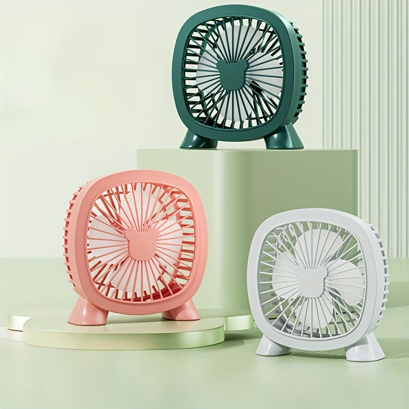 USB-Powered Desktop Mini Fan in White Green Pink for Office Dorm Home Use