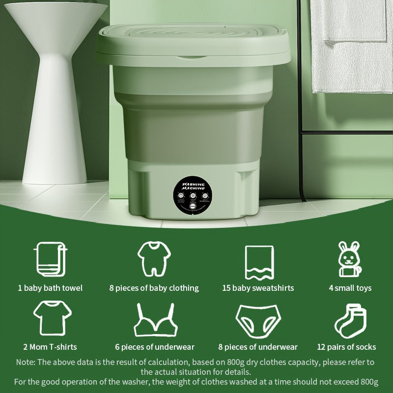 Portable Foldable Mini Washing Machine 220V Fully Automatic Touch Control for Home Travel Camping